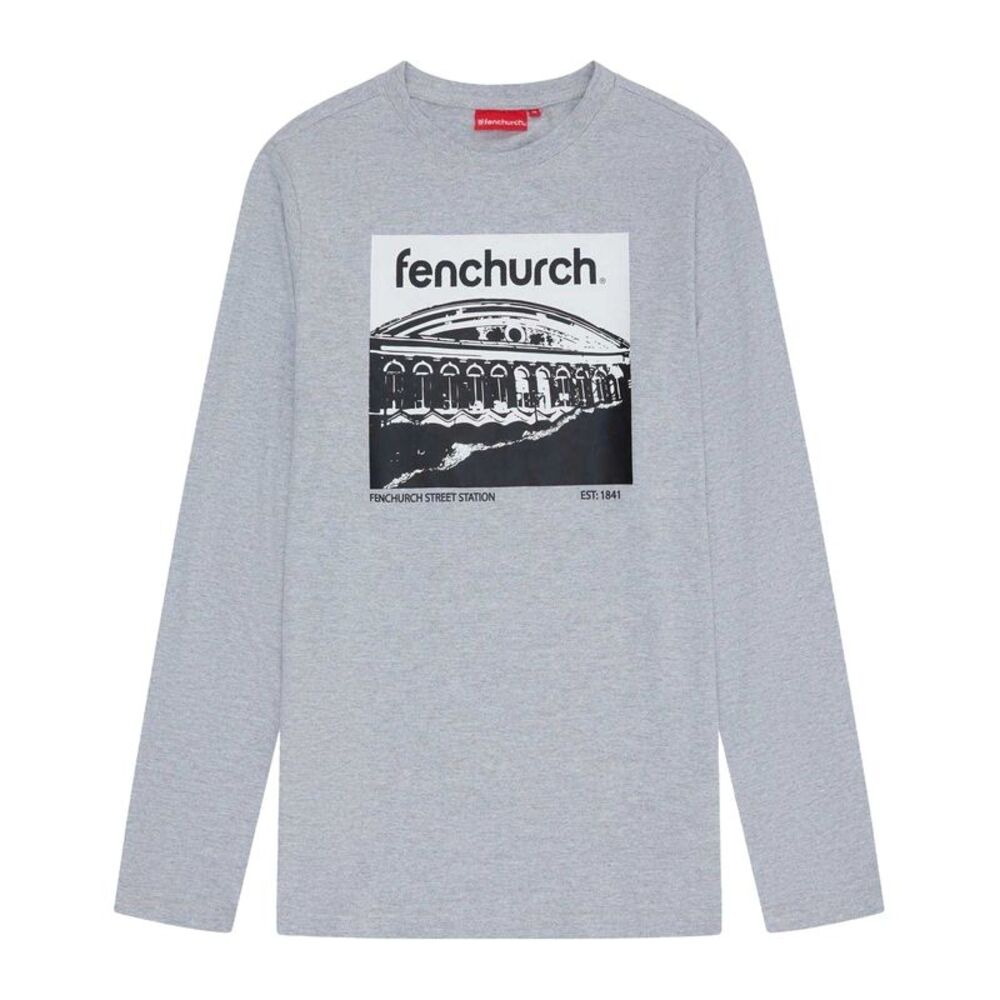 Fenchurch Mens Philpot Long-Sleeved T-Shirt / Grey Marl